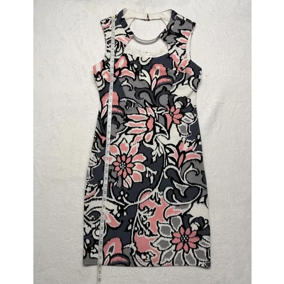 Bisou Bisou Michele Bohbot Floral Choker Dress Women's Size 12 Stretch - Picture 4 of 9